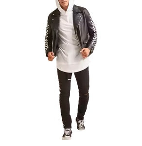 Veste en cuir bomber noire de haute qualité à prix de gros, veste en cuir zippée, streetwear pour hommes, vêtements décontractés CP-MLJ-14 - Product Image 6