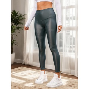 Leggings floreali senza cuciture a vita alta, collant in Nylon Spandex traspirante con decorazione increspata per Yoga e Fitness Plus Size XXL - Product Image 2