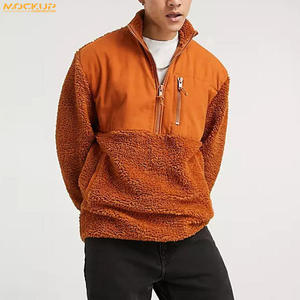 OEM High Quality Winter Quarter Zipper Custom Embroidery Logo Oversized <b>Men</b> <b>Fleece</b> <b>Sherpa</b> Pullover <b>Hoodies</b> - Product Image 3