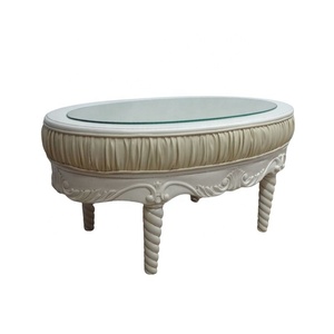 Table basse en bois massif rembourrée de style antique français, peinte en blanc, meubles de salon en provenance d'Indonésie, Jepara Furniture - Product Image 2