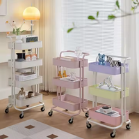 Chariot de rangement en métal à 3 niveaux pour la cuisine, le bureau et la salle de bain.