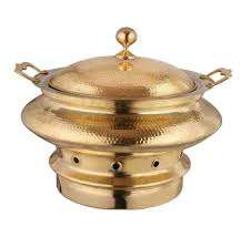 จานร้อนทองเหลืองวินเทจสุดหรูเหมาะสำหรับงานแต่งงานห้องโถงจัดเลี้ยงอินเดียและการตกแต่งอาหารแบบดั้งเดิม - Product Image 2