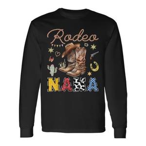 T-Shirt a Maniche Lunghe per Famiglia a Tema Western Rodeo Nana, Maglietta Promozionale per Compleanno a Tema Cowboy - Product Image 1