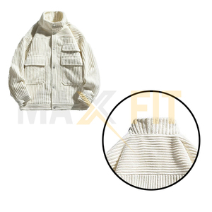 Nueva moda personalizada, cárdigan informal, chaqueta Cargo de pana de Color sólido, cuello levantado, manga larga, prendas de vestir sin capucha, tela de lona - Product Image 4