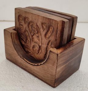 Ensemble de dessous-de-verre en bois faits à la main, décoration minimaliste pour la maison, dessous-de-verre en bois naturel, tapis de boisson pour la protection des meubles de la maison et du bureau - Product Image 3