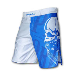 Pantalones cortos para combate de boxeo, Shorts de boxeo ligeros de alta calidad, Muay Thai, color blanco y azul - Product Image 5
