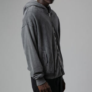 เสื้อฮู้ดซิปสำหรับผู้ชายผ้าคอตตอนย้อมสีล้วนมี100% เสื้อมีฮู้ดซักกรดย้อมสีล้วนแบบมีซิปสำหรับผู้ชายผลิตแบบมืออาชีพ - Product Image 5