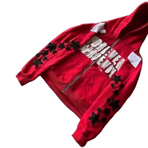 Nouveauté Sweat-shirts pour hommes en taille adulte légers avec broderie usée et fermeture éclair 100% coton tissu éponge - Product Image 4