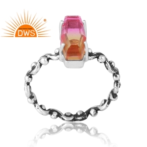 Última Venta de plata de ley 925 Natural Bio Petro turmalina doblete cuarzo anillo de piedras preciosas fabricante de joyería personalizada - Product Image 1