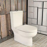WC à poser au sol en céramique moderne turque à double chasse, allongé, deux pièces, réservoir gris, chasse d'eau par siphon, garantie 5 ans