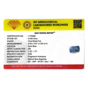 บลูแซฟไฟร์-2.7 กะรัต พลอยธรรมชาติทรงดาวเจียระไน รูขนาด 1 มม. สูง 8 มม. ขนาด 10 มม. ผ่านการอบความร้อน - Product Image 4