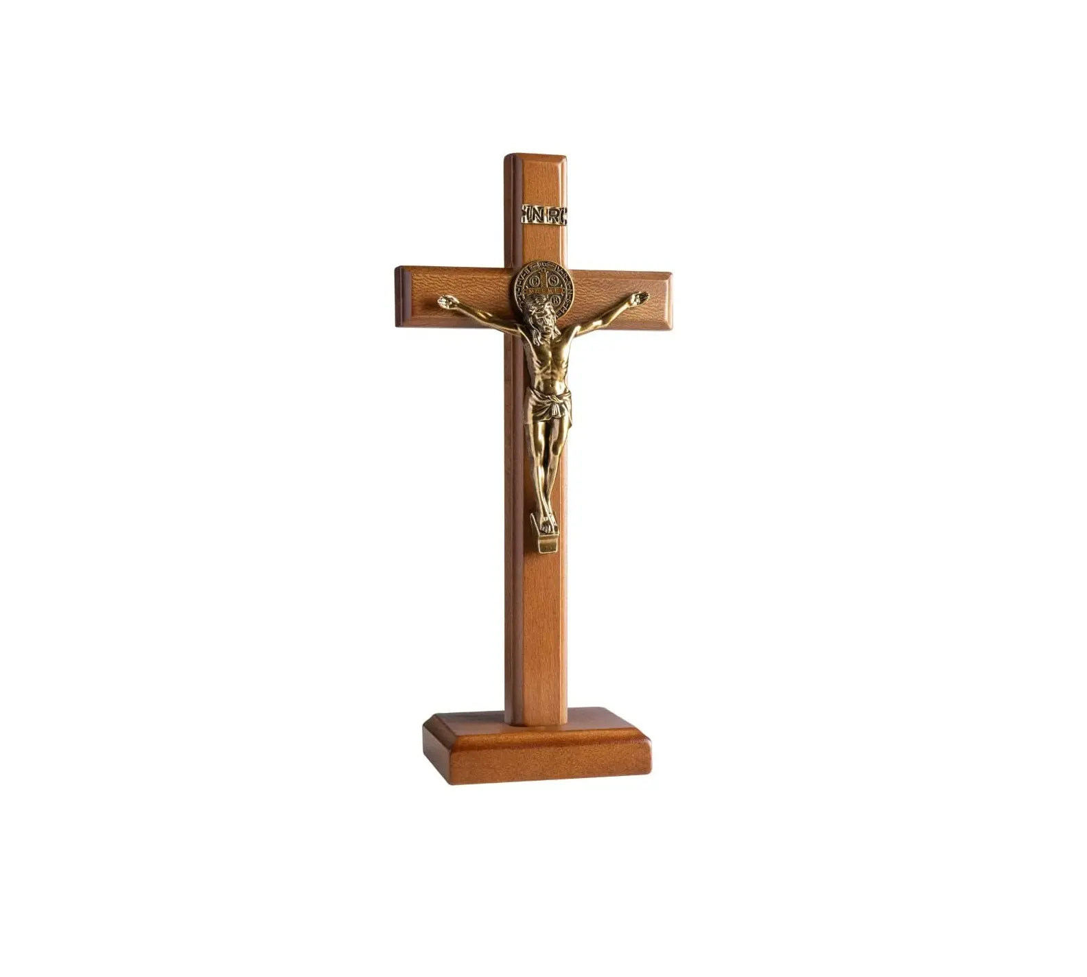 Crucifix Kruis Katholiek 10.7 Inch Houten Jezus Christus Muur Kruisstandaard, Opknoping Of Tafelblad Met Standaard Voor Woondecoratie