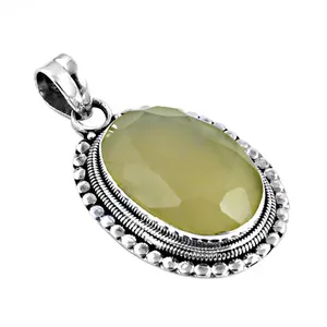 Colgante Ovalado de Plata 925 con Citrino para Mujer, Joyería Religiosa Hecha a Mano con Piedras Preciosas, Baño de Rodio, Estilo Amuleto con Patrón Numérico de Cuarzo - Product Image 2