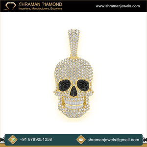 Custom Unique 925 <b>Silver</b> Bling Iced Horror Skull Teeth Face Moissanite Diamond Pendant Necklace Halloween Party <b>Charms</b> Fine Gold - Product Image 6
