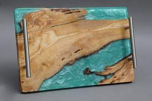 ถาดเสิร์ฟไม้เคลือบอีพ็อกซี่ขายดี ถาดเสิร์ฟไม้เรซิ่นอีพ็อกซี่ ของตกแต่งโต๊ะร้านอาหารและโรงแรม - Product Image 2