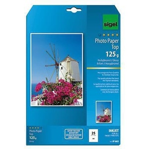 SIGEL Paquete de 25 Hojas DIN A4 21 x 29.7 cm 125 G/m² Papel Fotográfico Blanco Brillante de Alto Brillo, La Elección Premium del Siglo XXI - Product Image 1