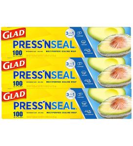 Film alimentaire en plastique de qualité alimentaire pour Press'N Seal avec estampage à chaud, rouleau de 100 pieds carrés, lot de 3 - Product Image 1