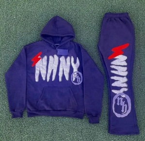 Hot Selling Urban Style Streetwear Tracksuit With Graphic Hoodie And <b>Matching</b> Sweatpants For Casual Daily Wear - Product Image 3