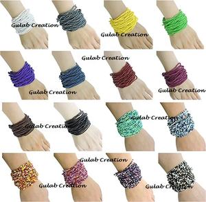 Pulsera ancha multicapa con cuentas de cristal marrón, brazalete con cuentas gruesas hechas a mano para mujer, colecciones de joyería de moda, tribal y Bohemia - Product Image 4