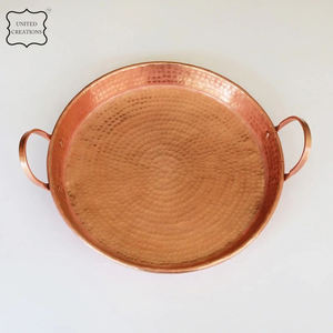 ถาดเสิร์ฟอาหารทำจากทองแดงบริสุทธิ์พร้อมที่จับถาดโลหะทองแดงสำหรับงานแต่งงานงานปาร์ตี้โต๊ะเสิร์ฟใช้ - Product Image 4