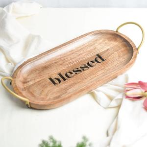 Bandeja de madera para servir Ramadán, producto para decoración de boda, evento, cena, servicio, 2023 - Product Image 3