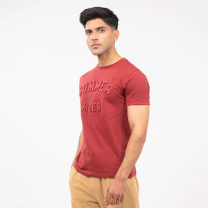 T-shirt personnalisé pour hommes, poids lourd surdimensionné 100% coton 250 Gsm Baggy Boxy Fit avec tissu tricoté avec appliques de lettres en détresse 3D - Product Image 2