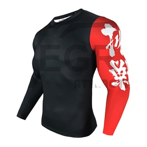 Compression Gym Shirts <b>Surfing</b> Long Sleeve Custom Logo UV BJJ Rashguard MMA Sublimated Mens Rash Guard DHL Sublimation FEDEX OEM - Product Image 1