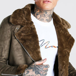 Veste en cuir pour hommes confortable et souple High Street livraison rapide taille régulière saison d'hiver veste en cuir de motard pour hommes - Product Image 5