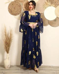 Muslim Middle East Evening Dress Gold Embroidery Dubai Abaya <b>Robe</b> Long Sleeves Vintage Arabic Gowns 2023 - Product Image 5