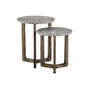 Table d'appoint en nacre au design artisanal du milieu du siècle pour salon pieds en bois meubles de maison en gros du Vietnam - Product Image 1