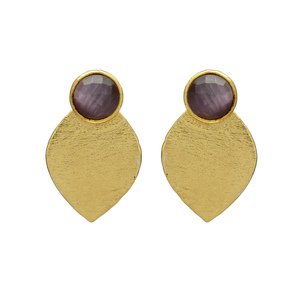 Nouvelle arrivée plaqué or architecture design Crochet boucles d'oreilles améthyste hydro pierres précieuses Boucles d'oreilles en laiton - Product Image 1