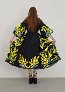 Vestidos Retro estilo étnico burbuja manga cuello en V Vestido Mujer verano bordado solo pecho cintura diseño Vestidos - Product Image 2