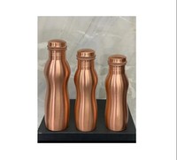 Venta caliente botella de agua de cobre de diseño liso botella de cobre de agua de lujo con tapa de vidrio y pulido brillante