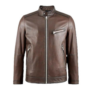 Chaqueta de bombardero de cuero informal para hombre con diseño de logotipo personalizado de calidad superior de cuero de talla grande al por mayor nueva - Product Image 1