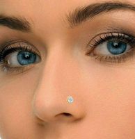 Piercing de nez, lèvre ou labret de haute qualité en diamant véritable 2MM, plaqué or blanc 18 carats et platine, certifié, tendance