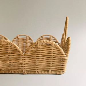 Bandeja de Servir Festoneada de Ratán Hecha a Mano, Bandeja Decorativa de Mimbre Natural, Tamaño y Color Personalizables para el Hogar y Hostelería, Venta al por Mayor - Product Image 3