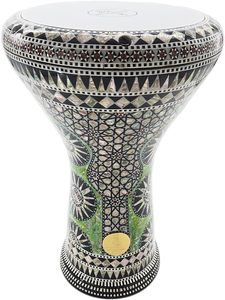 Gawharet El Fan 17,5 pouces, doumbek égyptien professionnel vert sunburst perlé, darbuka - Product Image 3