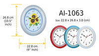 Jam Dinding Klasik Desain Oval 10 Inci, Warna Dial OEM Dapat Disesuaikan, Cocok untuk Kamar Hotel, Kamar Tidur, Gereja, Ruang Rapat, Dekorasi Berkualitas Baik
