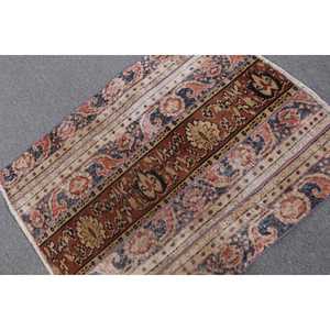 Alfombra Vintage de 3.1x3.8 pies, Alfombra Turca Pequeña, Alfombra de Lana Azul Ombré - Product Image 4