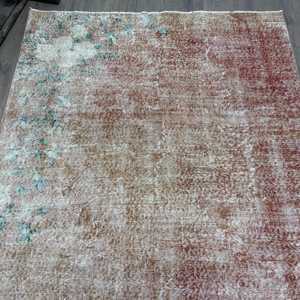 Turkish 5.2x9.8 ft Rug, Large Vintage Rug, <b>Brown</b> Red Camouflage <b>Wool</b> Rug - Product Image 4