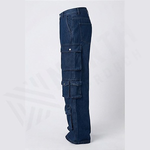Jeans en denim à strass de style européen, tendance, coupe ample, jambe large, bootcut, baggy, cristal, délavé, décontracté, hiver, couleur personnalisée - Product Image 3