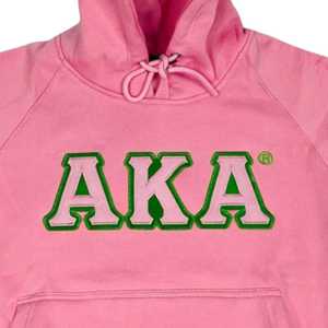 Sudadera con Capucha Premium Rosa AKA para Mujer, Sudadera con Letras Griegas Bordadas, Felpa Suave, Informal, Elegante y Cómoda - Product Image 5