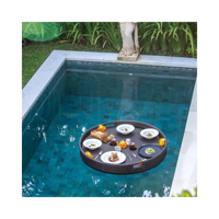 Plateau de petit-déjeuner flottant pour piscine panier à eau plateau de service en rotin-Panier flottant en rotin