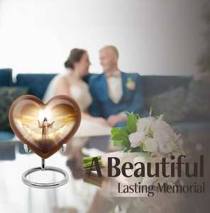 Urnas de corazón Heavenly Embrace para cenizas humanas Metal para cenizas adultos urna personalizada para papá funeral para hombre y mujer urna divina - Product Image 2