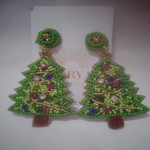 Boucles d'oreilles en perles de rocaille haute couture bijoux artificiels multicolores pour cadeau de fête de mariage pour les femmes fournisseur en gros - Product Image 2