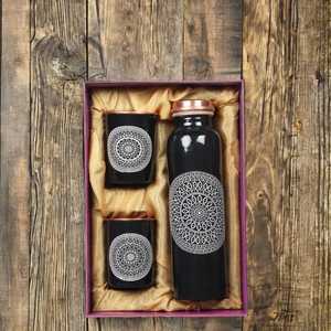 Traditional Pure Copper Water Bottle with Cup Set Crafted for Wellness Detox and Digestive System Support - Product Image 5