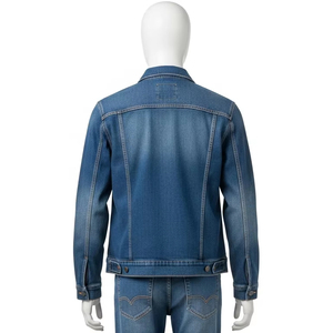 Veste en jean réversible coton polyester mélangé double face fermeture à boutons classique Streetwear mode vêtements d'extérieur pour hommes femmes - Product Image 4