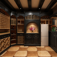 Cave à vin et bar familial en mélamine au design personnalisable, style antique, avec vitrine pour mobilier de maison