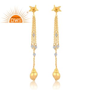 ที่ดีที่สุดที่มีคุณภาพเงินสเตอร์ลิง18K ชุบทองพลอยคาลซิโดนีดีไซน์แบบห้อยต่างหูผู้ผลิตเครื่องประดับดี - Product Image 4