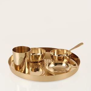 Juego de Thali de Latón Indio de Alta Calidad Más Vendido con Diseño Tradicional para Servir Alimentos y Uso Religioso para Exportación - Product Image 1